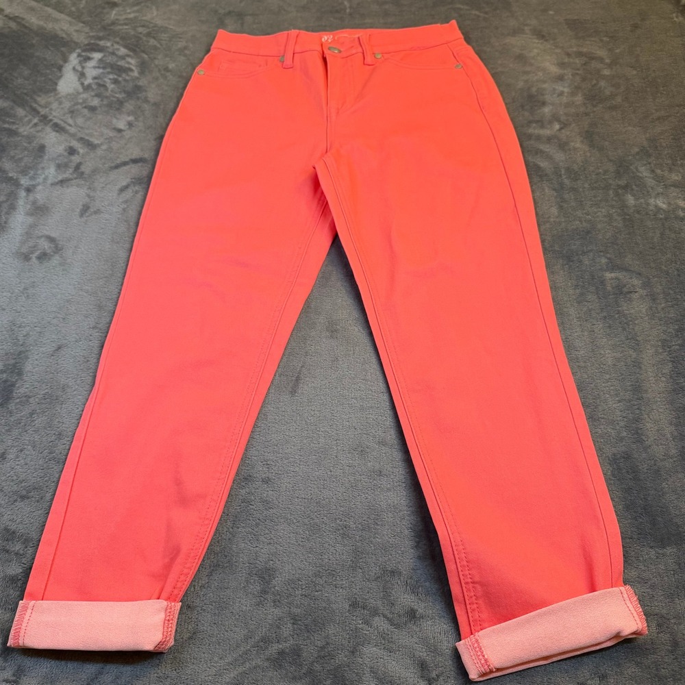 DG2 Diane Gilman Skinny Pants‎ Womens 6 Petite Pink Stretch Cuffed Hem